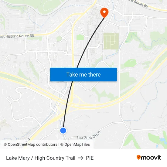 Lake Mary / High Country Trail to PIE map