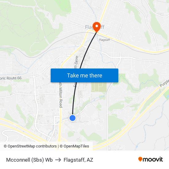 Mcconnell (Sbs) Wb to Flagstaff, AZ map