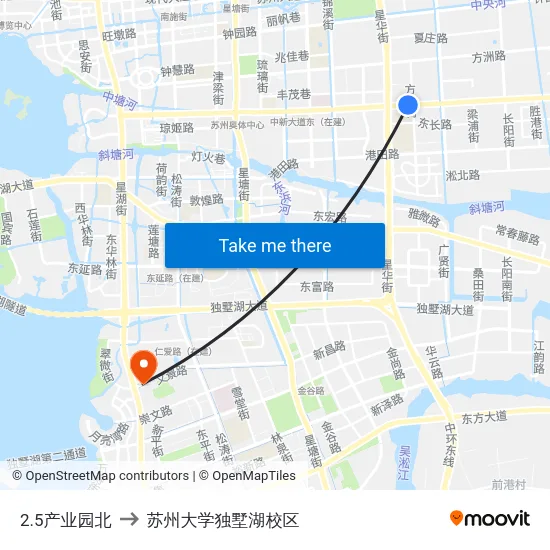 2.5产业园北 to 苏州大学独墅湖校区 map