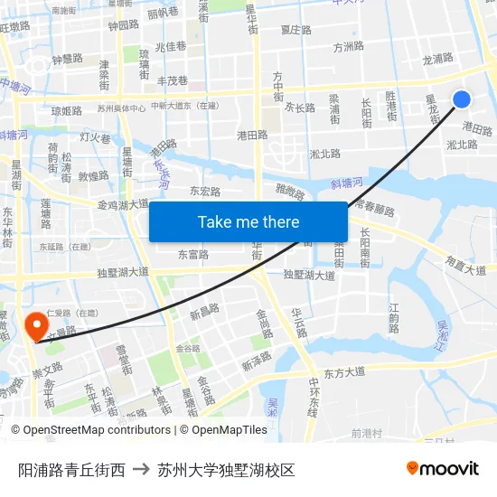 阳浦路青丘街西 to 苏州大学独墅湖校区 map