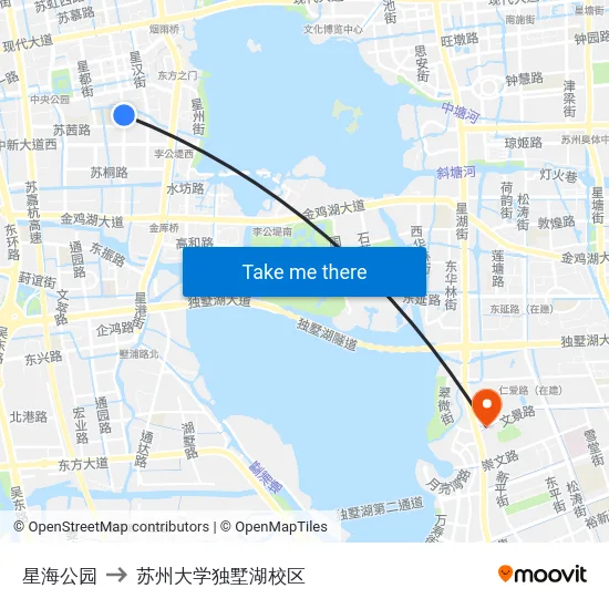 星海公园 to 苏州大学独墅湖校区 map