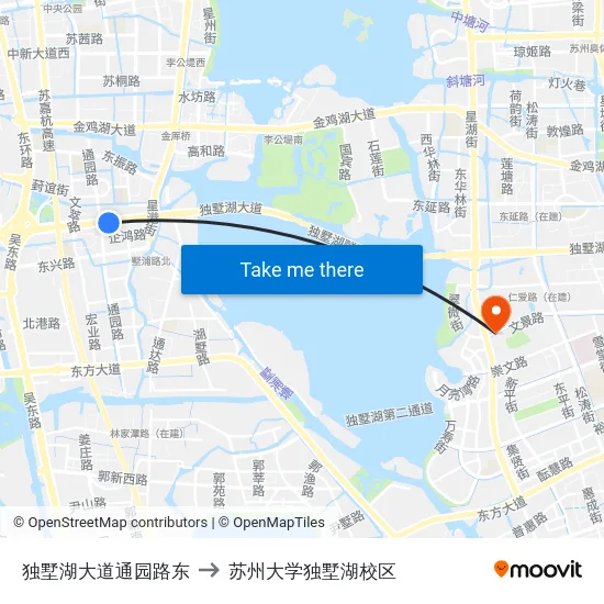 独墅湖大道通园路东 to 苏州大学独墅湖校区 map