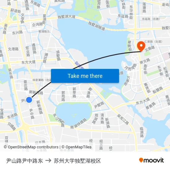 尹山路尹中路东 to 苏州大学独墅湖校区 map