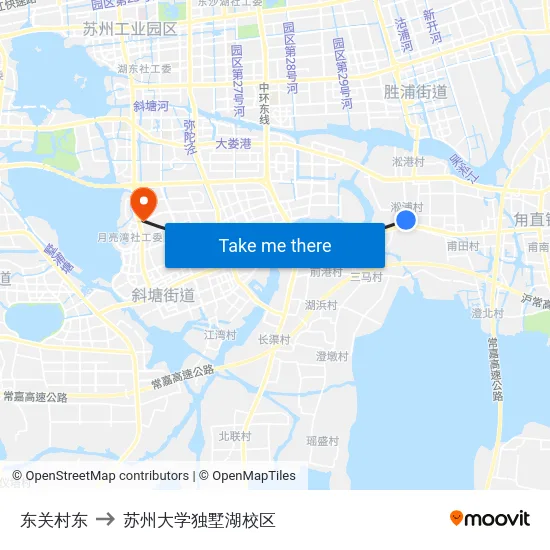 东关村东 to 苏州大学独墅湖校区 map