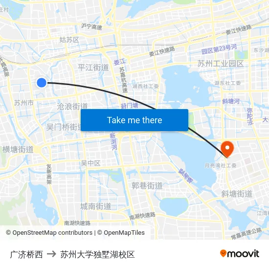 广济桥西 to 苏州大学独墅湖校区 map