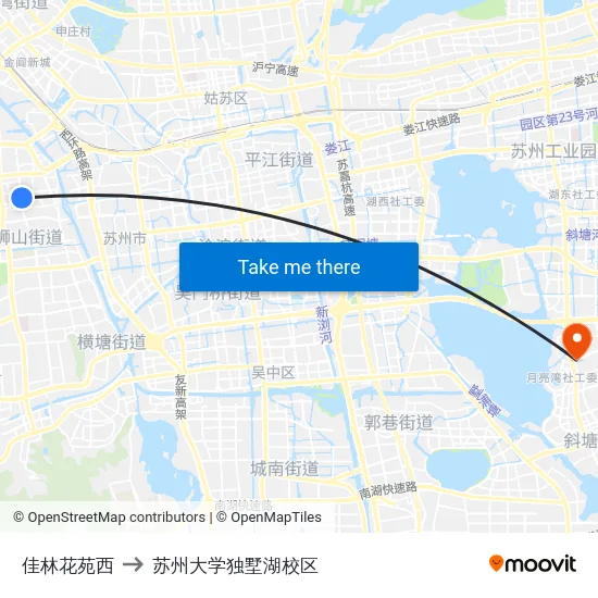 佳林花苑西 to 苏州大学独墅湖校区 map