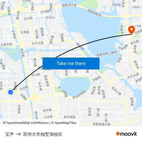 宝尹 to 苏州大学独墅湖校区 map