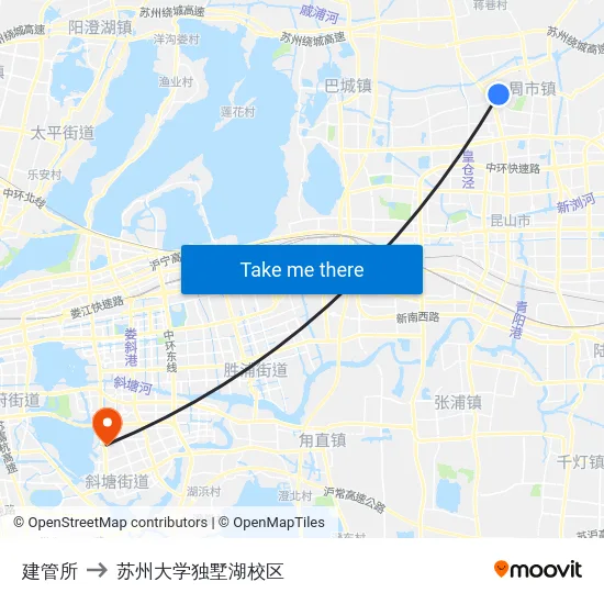 建管所 to 苏州大学独墅湖校区 map