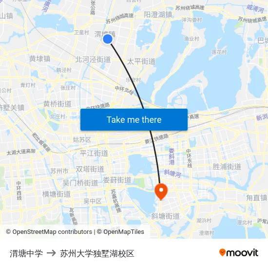 渭塘中学 to 苏州大学独墅湖校区 map