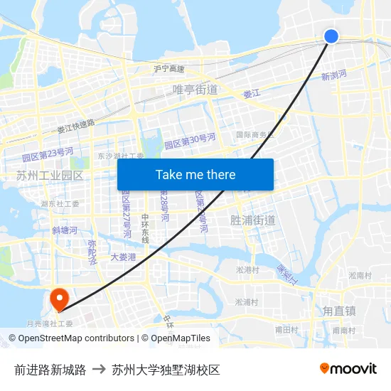 前进路新城路 to 苏州大学独墅湖校区 map