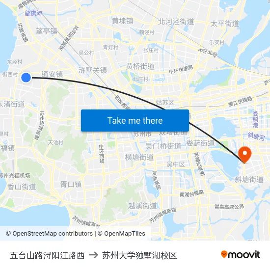 五台山路浔阳江路西 to 苏州大学独墅湖校区 map