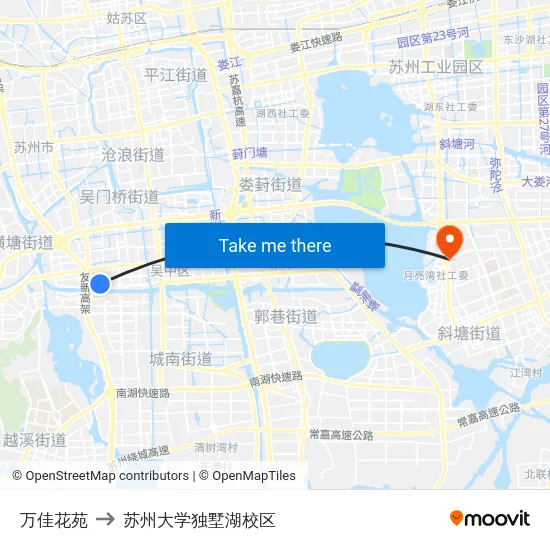 万佳花苑 to 苏州大学独墅湖校区 map