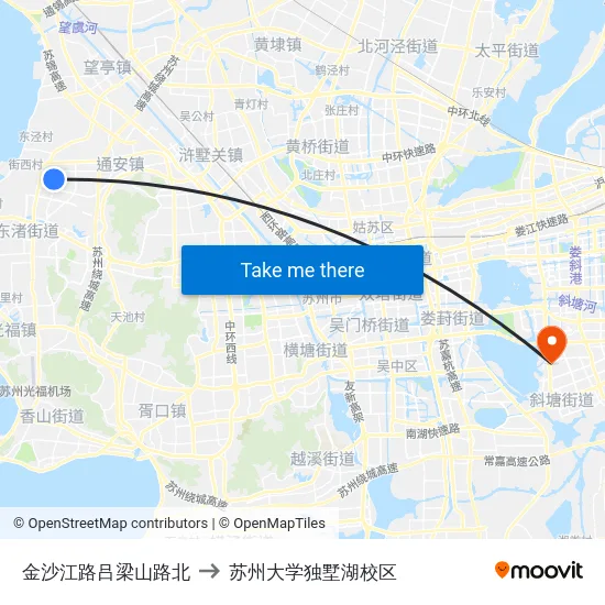 金沙江路吕梁山路北 to 苏州大学独墅湖校区 map