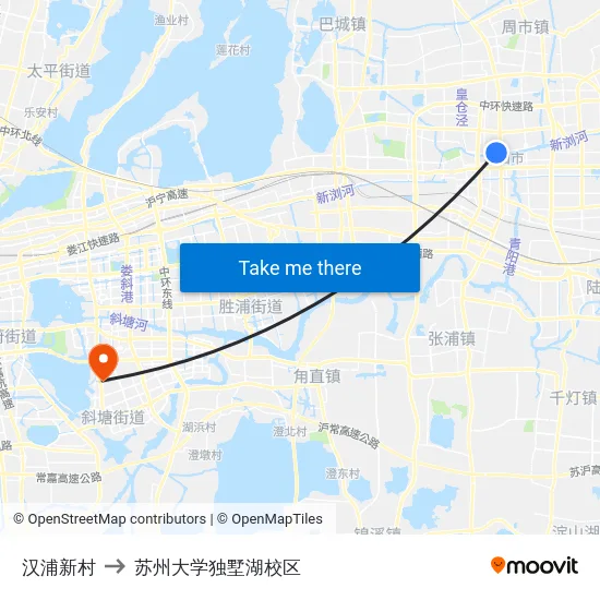 汉浦新村 to 苏州大学独墅湖校区 map