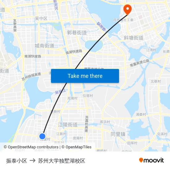 振泰小区 to 苏州大学独墅湖校区 map