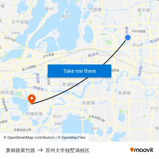 萧林路紫竹路 to 苏州大学独墅湖校区 map