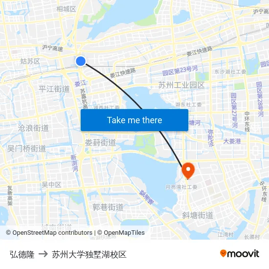 弘德隆 to 苏州大学独墅湖校区 map