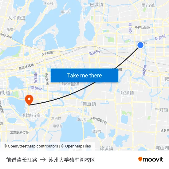 前进路长江路 to 苏州大学独墅湖校区 map