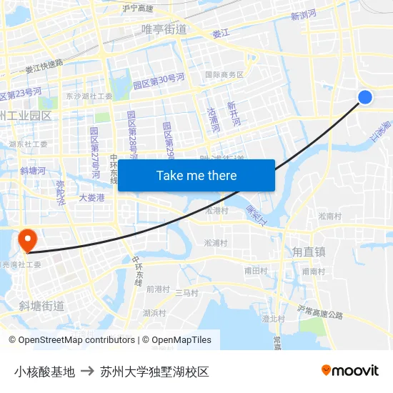 小核酸基地 to 苏州大学独墅湖校区 map