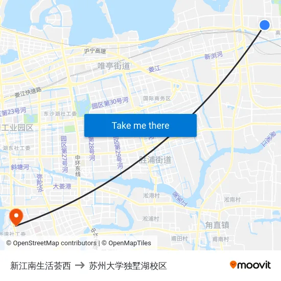 新江南生活荟西 to 苏州大学独墅湖校区 map