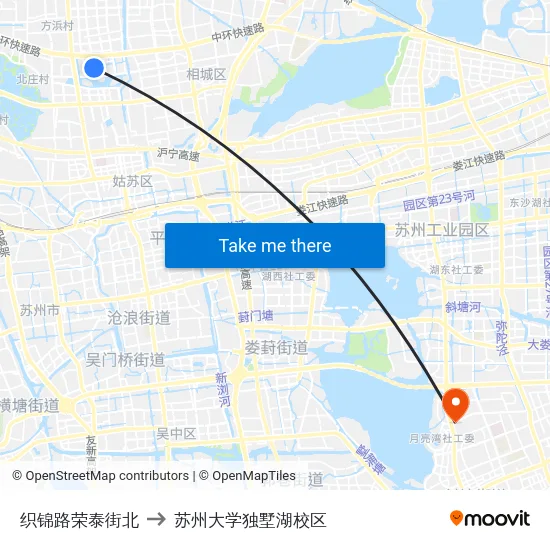 织锦路荣泰街北 to 苏州大学独墅湖校区 map