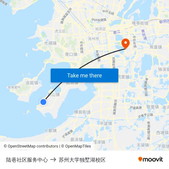 陆巷社区服务中心 to 苏州大学独墅湖校区 map