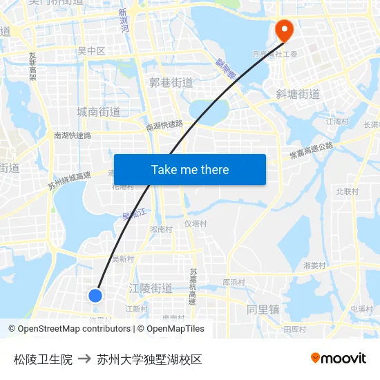 松陵卫生院 to 苏州大学独墅湖校区 map