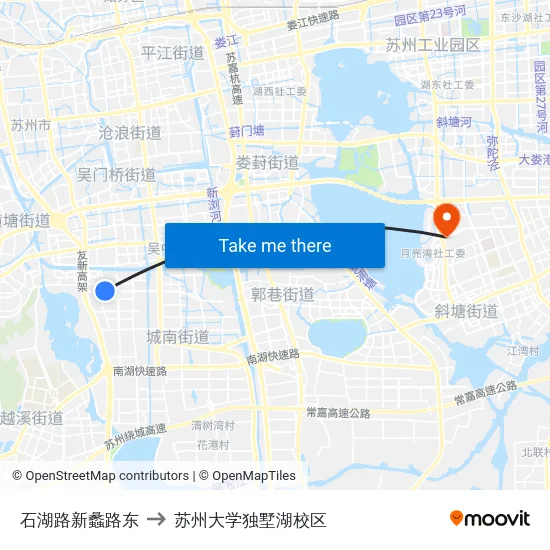 石湖路新蠡路东 to 苏州大学独墅湖校区 map