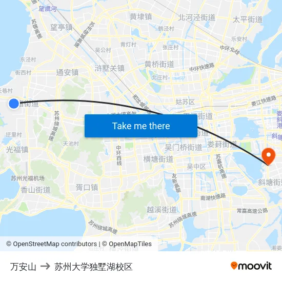 万安山 to 苏州大学独墅湖校区 map