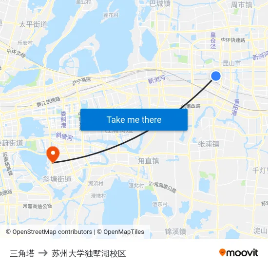 三角塔 to 苏州大学独墅湖校区 map
