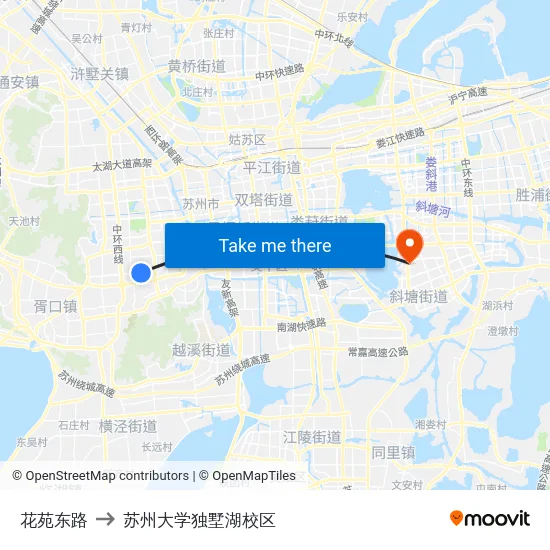 花苑东路 to 苏州大学独墅湖校区 map
