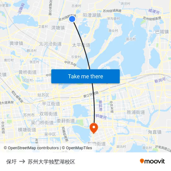 保圩 to 苏州大学独墅湖校区 map