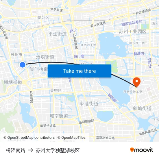 桐泾南路 to 苏州大学独墅湖校区 map