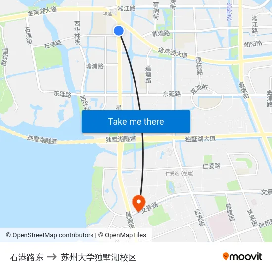 石港路东 to 苏州大学独墅湖校区 map