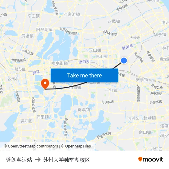 蓬朗客运站 to 苏州大学独墅湖校区 map