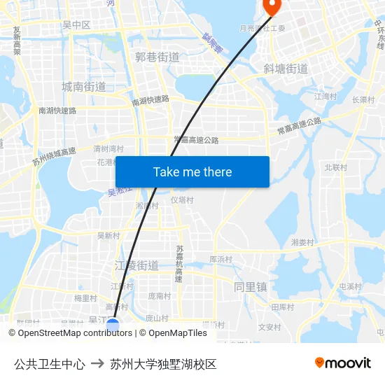 公共卫生中心 to 苏州大学独墅湖校区 map