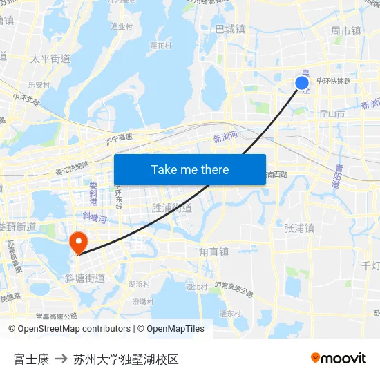 富士康 to 苏州大学独墅湖校区 map