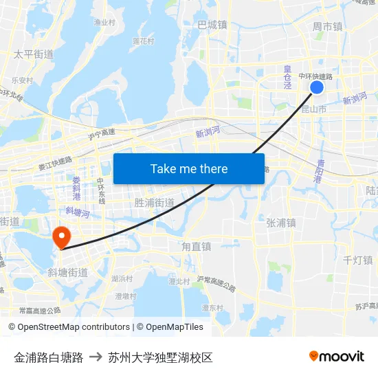 金浦路白塘路 to 苏州大学独墅湖校区 map