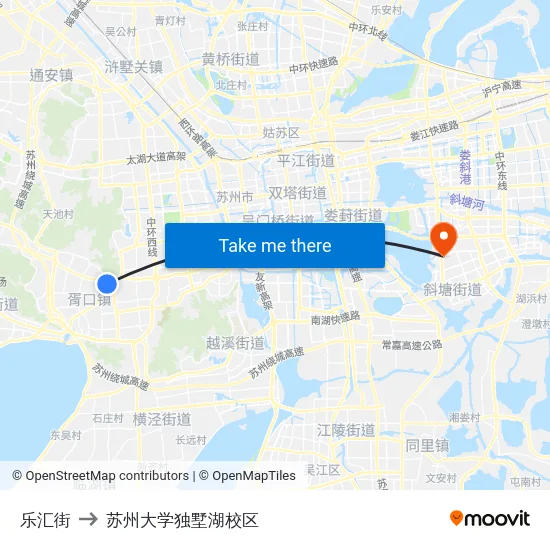 乐汇街 to 苏州大学独墅湖校区 map