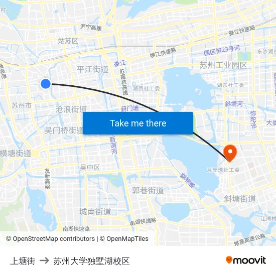 上塘街 to 苏州大学独墅湖校区 map