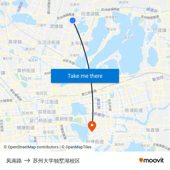 凤南路 to 苏州大学独墅湖校区 map
