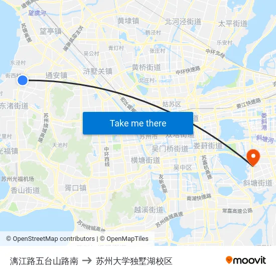 漓江路五台山路南 to 苏州大学独墅湖校区 map