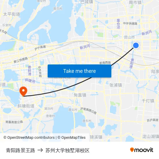 青阳路景王路 to 苏州大学独墅湖校区 map
