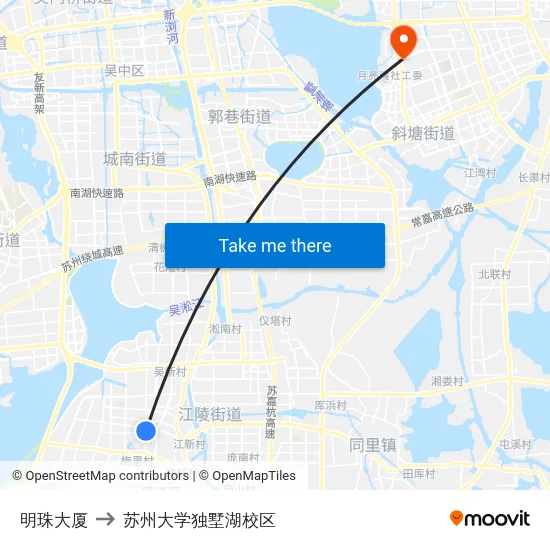 明珠大厦 to 苏州大学独墅湖校区 map