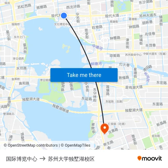 国际博览中心 to 苏州大学独墅湖校区 map