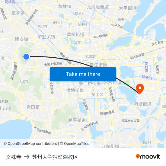 文殊寺 to 苏州大学独墅湖校区 map
