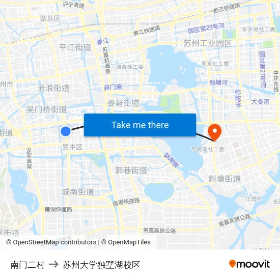 南门二村 to 苏州大学独墅湖校区 map