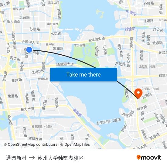 通园新村 to 苏州大学独墅湖校区 map