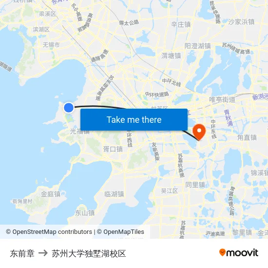 东前章 to 苏州大学独墅湖校区 map