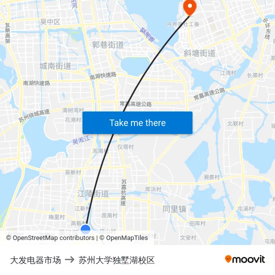 大发电器市场 to 苏州大学独墅湖校区 map